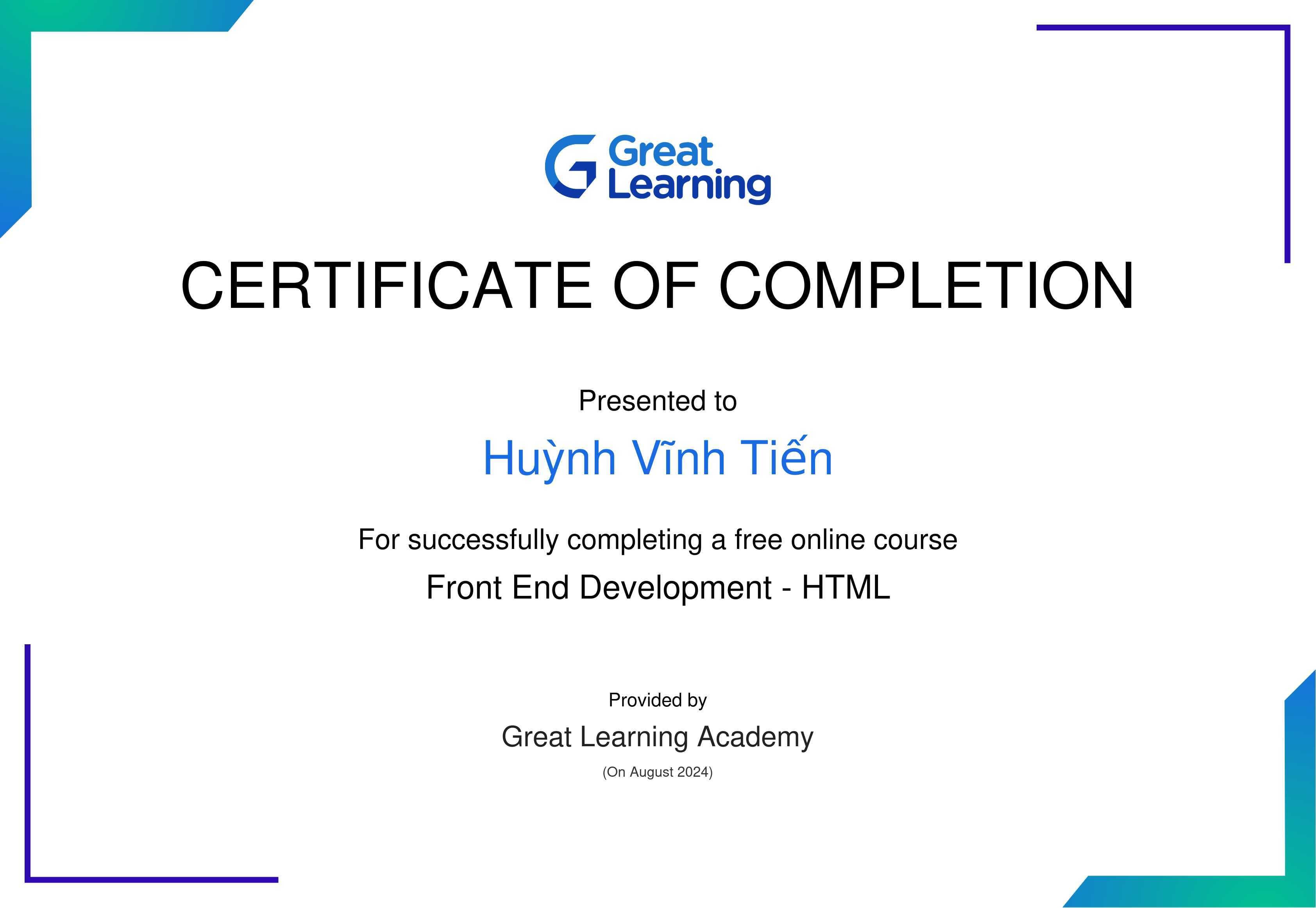 Certificate HTML