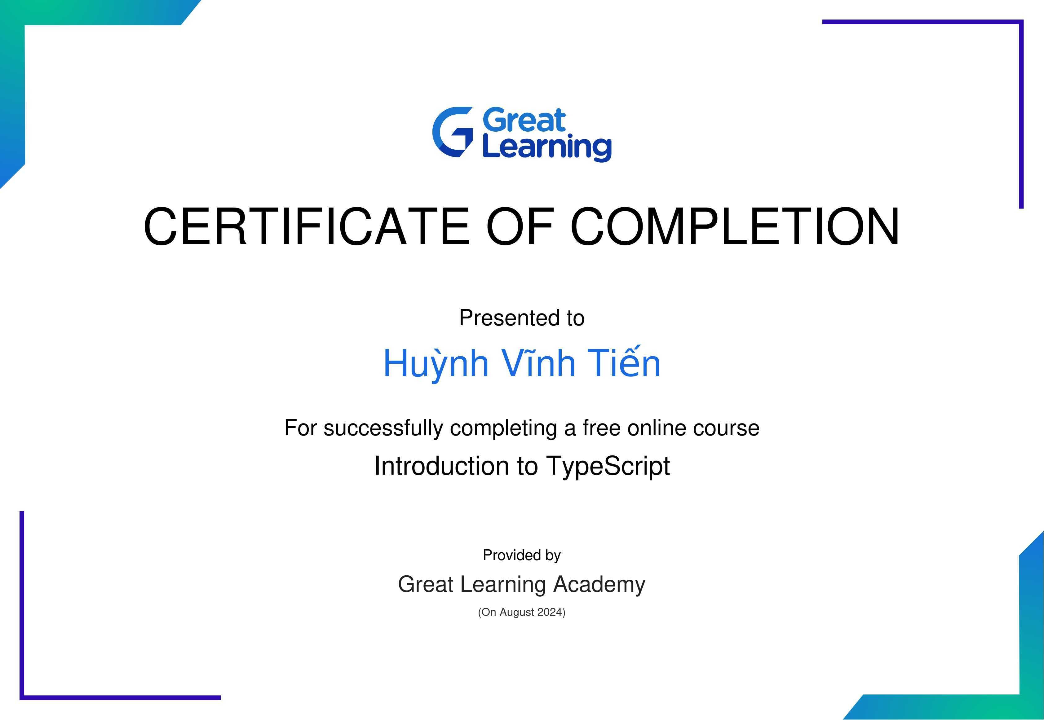 Certificate TypeScript