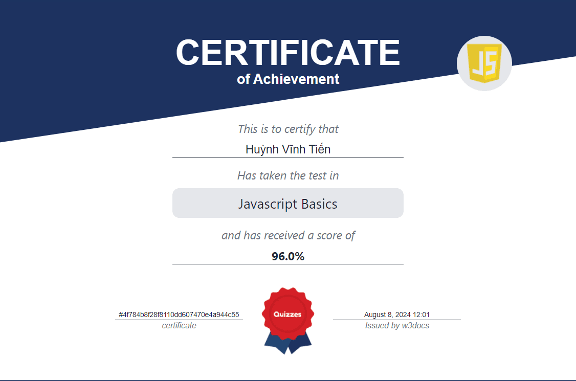 Certificate JavaScript